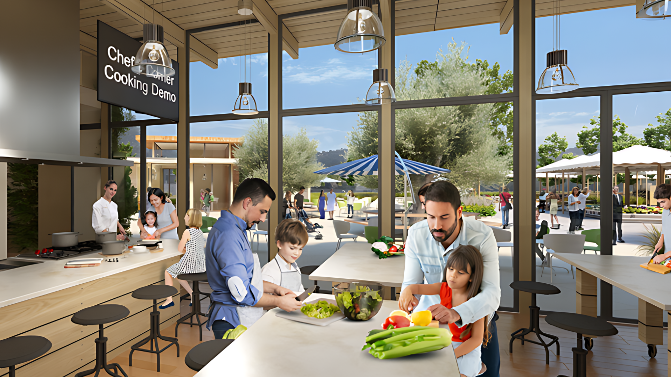 Food Innovation Hub demonstration kitchen with cooking classes